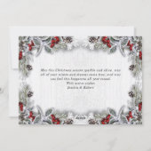 Kerstmis Holly Berry Pine Rustic Wood Greeting Feestdagenkaart (Achterkant)