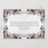 Kerstmis Holly Berry Pine Rustic Wood Greeting Feestdagenkaart (Achterkant)