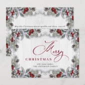 Kerstmis Holly Berry Pine Rustic Wood Greeting Feestdagenkaart (Voorkant / Achterkant)