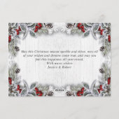 Kerstmis Holly Berry Pine Rustic Wood Greeting Feestdagenkaart (Achterkant)