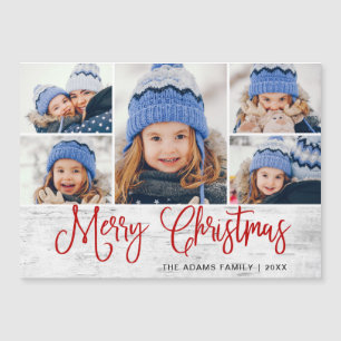 Kerstmis Holly Berry Rustic 5 FOTO Magnetic Card
