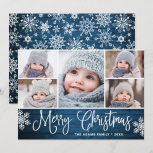 Kerstmis Holly Berry Rustic 5 PHOTO Wenskaart Feestdagenkaart