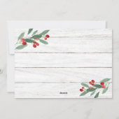 Kerstmis Holly Berry Rustic 5 PHOTO Wenskaart Feestdagenkaart (Achterkant)