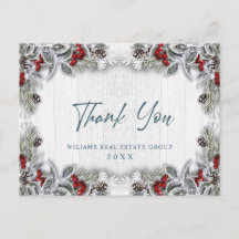 Kerstmis Holly Berry Rustic Corporate Bedankt