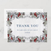 Kerstmis Holly Berry Rustic Corporate Bedankt Briefkaart (Voorkant / Achterkant)