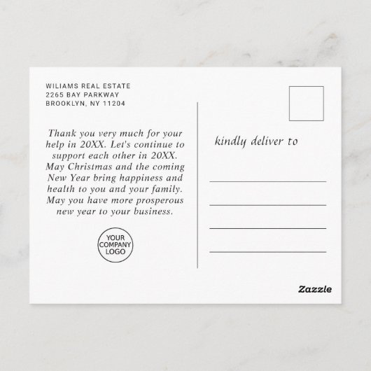 Kerstmis Holly Berry Rustic Corporate Bedankt Briefkaart (Achterkant)