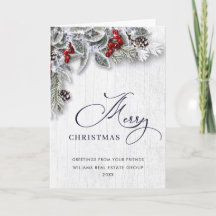 Kerstmis Holly Berry Rustic Corporate Greeting