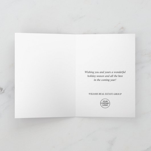 Kerstmis Holly Berry Rustic Corporate Greeting Feestdagen Kaart (Binnen)