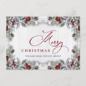 Kerstmis Holly Berry Rustic Corporate Greeting Feestdagenkaart (Voorkant)