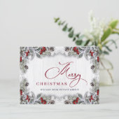 Kerstmis Holly Berry Rustic Corporate Greeting Feestdagenkaart (Staand voorkant)