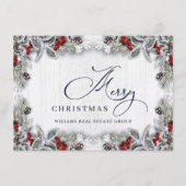 Kerstmis Holly Berry Rustic Corporate Greeting Feestdagenkaart (Voorkant)