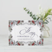 Kerstmis Holly Berry Rustic Corporate Greeting Feestdagenkaart (Staand voorkant)