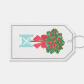 Kerstmis Holly Berry Topiary Robin's Egg Blue Cadeaulabel (Voorkant (Horizontaal))