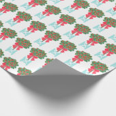 Kerstmis Holly Berry Topiary Robin's Egg Blue Cadeaupapier (Hoek)