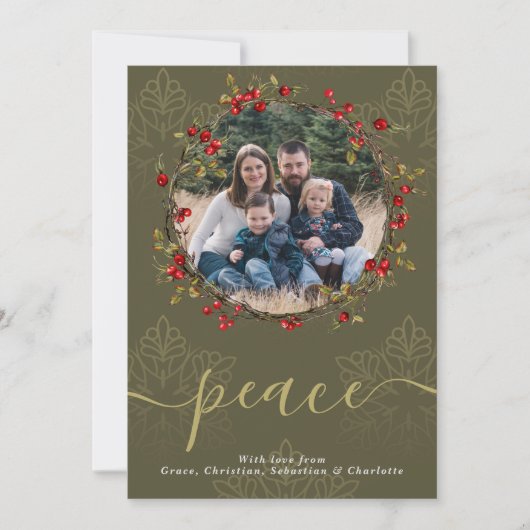 Kerstmis Holly Berry Wreatfoto Template Feestdagenkaart (Voorkant)