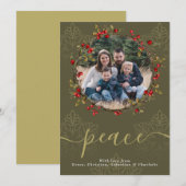 Kerstmis Holly Berry Wreatfoto Template Feestdagenkaart (Voorkant / Achterkant)