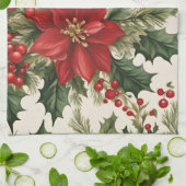 Kerstmis Holly & Bessen Theedoek (Gevouwen)