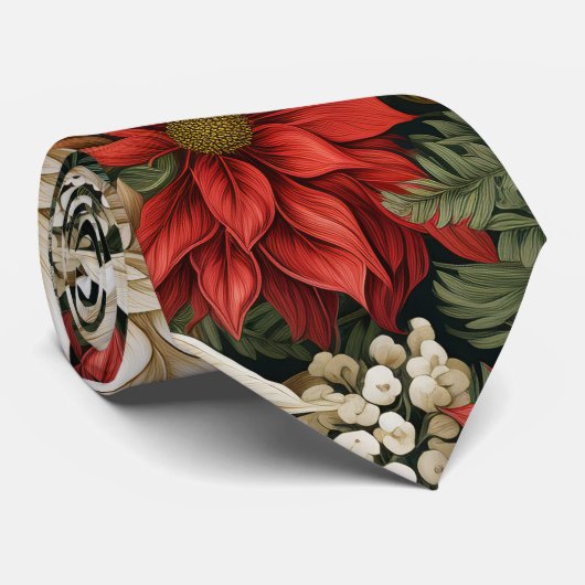 Kerstmis Holly Bloemen Stropdas (Opgerold)