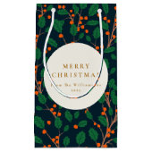 Kerstmis Holly Botanische groen aangepaste vakanti Klein Cadeauzakje (Voorkant)