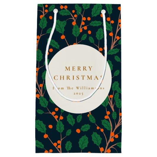 Kerstmis Holly Botanische groen aangepaste vakanti Klein Cadeauzakje