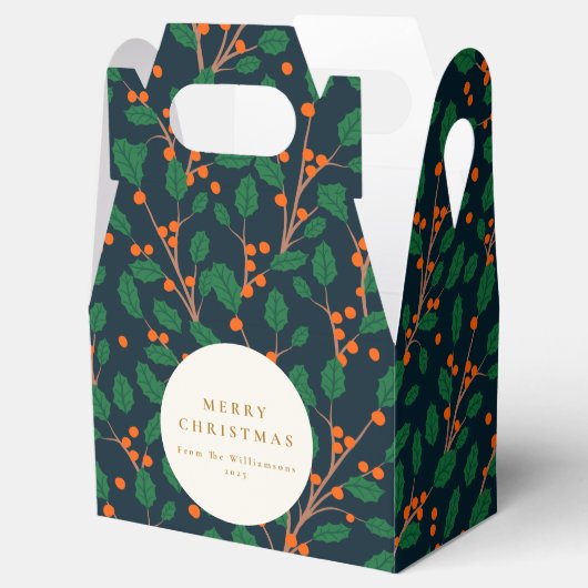 Kerstmis Holly Botanische groen op maat van Bedankdoosjes (Geopend)