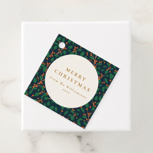 Kerstmis Holly Botanische groen op maat van Bedankjes Labels (In situ)