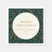 Kerstmis Holly Botanische groen op maat van Servet (Voorkant)