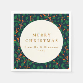 Kerstmis Holly Botanische groen op maat van Servet