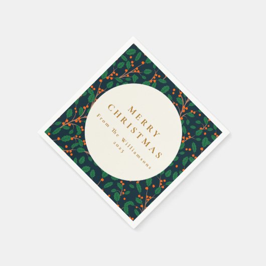 Kerstmis Holly Botanische groen op maat van Servet (Hoek)