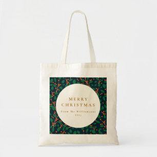 Kerstmis Holly Botanische groen op maat van Tote Bag
