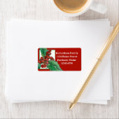 Kerstmis Holly Botanische Tekening Vakantie Rood Etiket (Insitu)