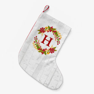 Kerstmis Holly Chic Berries Wreatmonogram Kleine Kerstsok