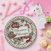 Kerstmis-Holly-CHRISTMAS-BLESSINGS-Bord Papieren Bordje (Feest)