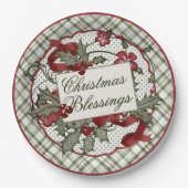 Kerstmis-Holly-CHRISTMAS-BLESSINGS-Bord Papieren Bordje (Voorkant)