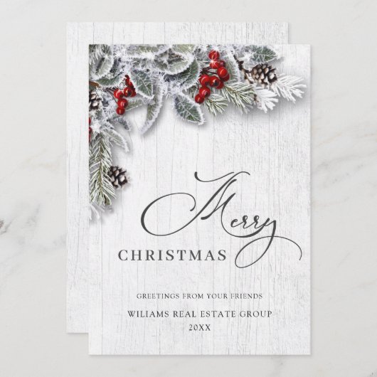 Kerstmis Holly Corporate Greeting Feestdagenkaart (Voorkant / Achterkant)