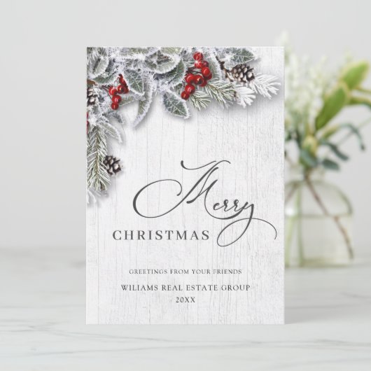 Kerstmis Holly Corporate Greeting Feestdagenkaart (Staand voorkant)