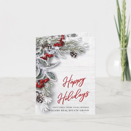 Kerstmis Holly Corporate Holiday Greeting Card Feestdagen Kaart (Voorkant)