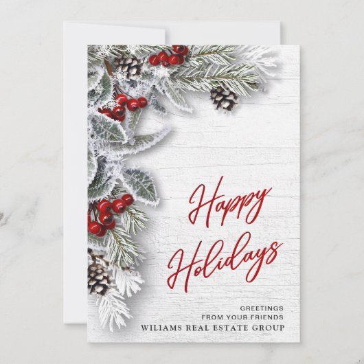 Kerstmis Holly Corporate Holiday Greeting Card Feestdagenkaart (Voorkant)