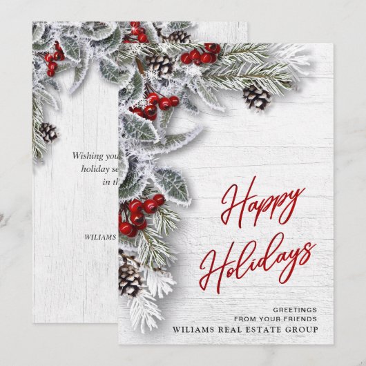 Kerstmis Holly Corporate Holiday Greeting Card Feestdagenkaart (Voorkant / Achterkant)