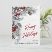 Kerstmis Holly Corporate Holiday Greeting Card Feestdagenkaart (Staand voorkant)