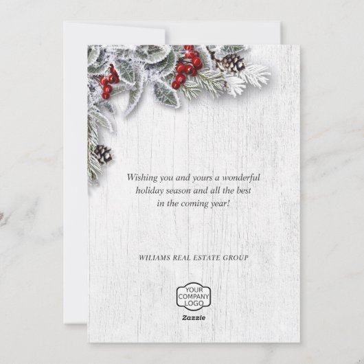 Kerstmis Holly Corporate Holiday Greeting Card Feestdagenkaart (Achterkant)