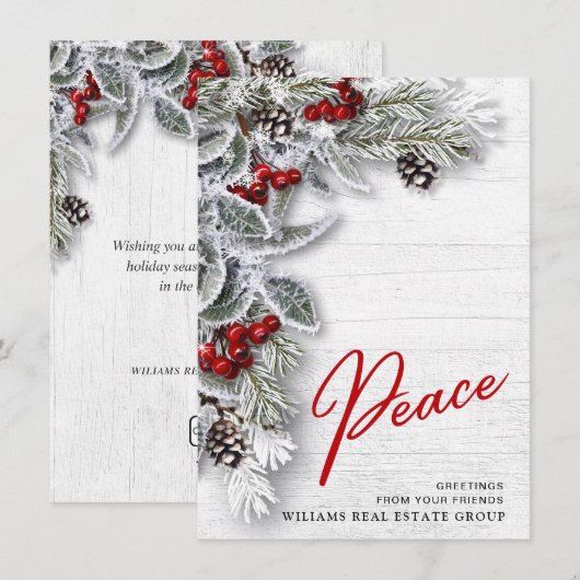 Kerstmis Holly Corporate Holiday Greeting Card Feestdagenkaart (Voorkant / Achterkant)