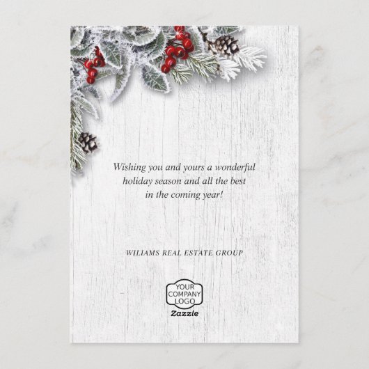 Kerstmis Holly Corporate Holiday Greeting Card Feestdagenkaart (Achterkant)