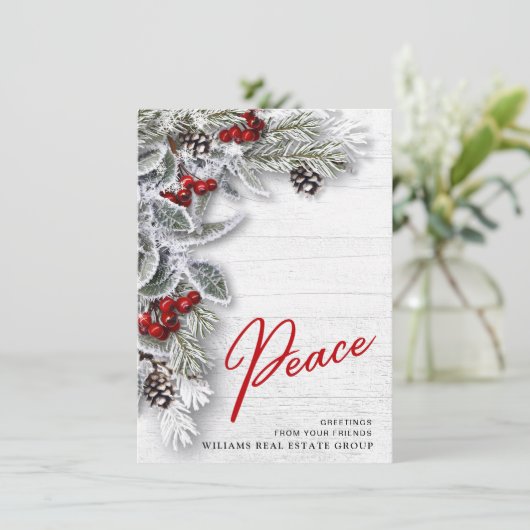 Kerstmis Holly Corporate Holiday Greeting Card Feestdagenkaart (Staand voorkant)