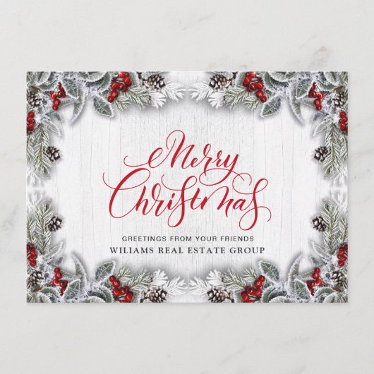 Kerstmis Holly Corporate Holiday Greeting Card Feestdagenkaart (Voorkant)