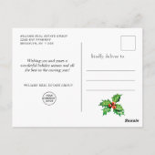 Kerstmis Holly Corporate Holiday Hartelijk dank Briefkaart (Achterkant)