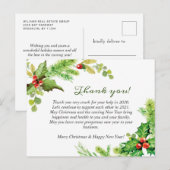 Kerstmis Holly Corporate Holiday Hartelijk dank Briefkaart (Voorkant / Achterkant)