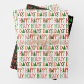 Kerstmis Holly Days Jolly Xmas Holiday Inpakpapier Vel (In situ)