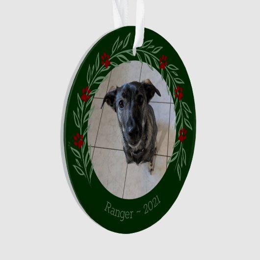 Kerstmis Holly Elegant Pet Photo Ornament (voorkant)