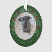 Kerstmis Holly Elegant Pet Photo Ornament (voorkant)